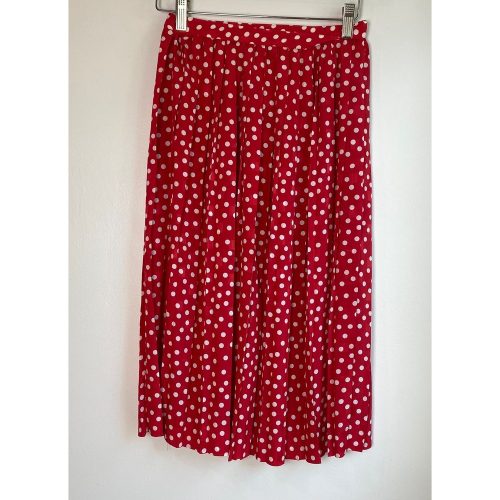 Liz Claiborne Skirt Womens 4P Red Polka Dot Pleated Midi Vintage Rockabilly